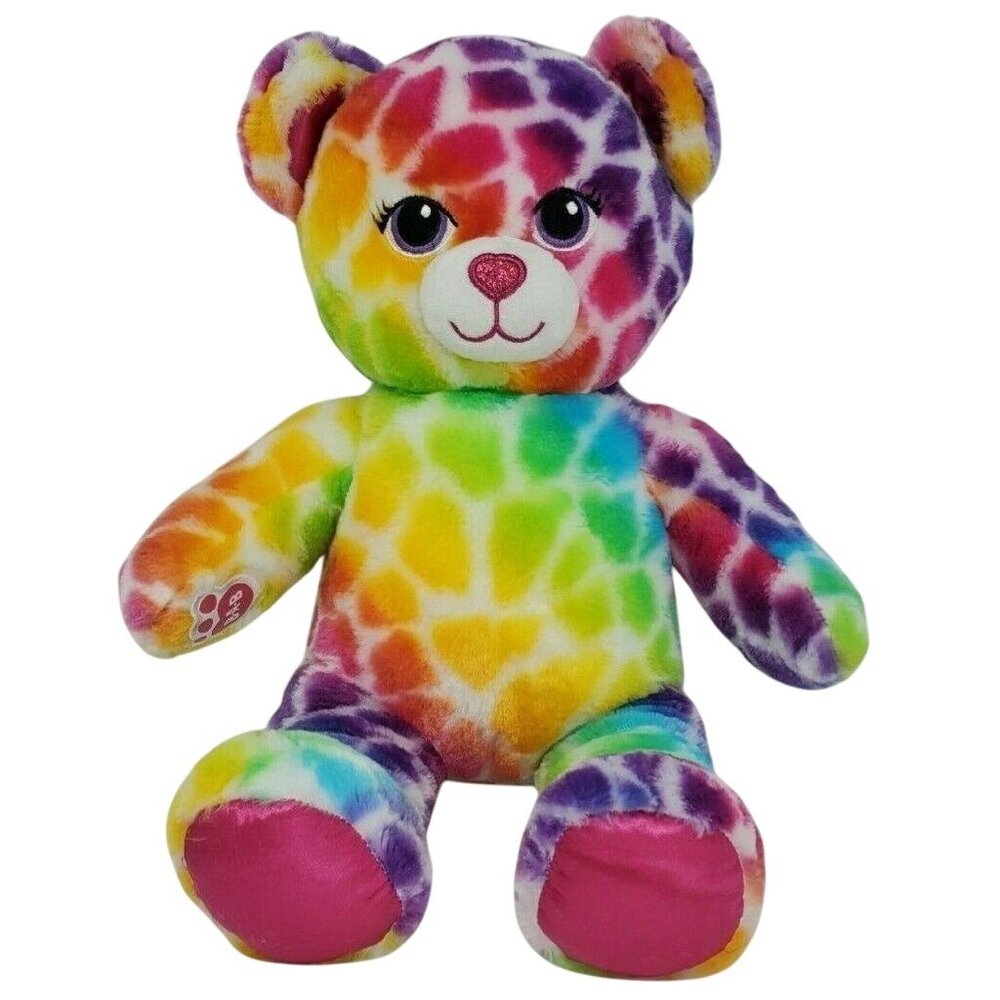 Build A Bear Rainbow Safari Wild Style Plush Multicolor Giraffe Pattern Bear‎